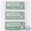 Image 1 : Group Lot of Three 1954 Bank of Canada $1 notes with no Face Plate Number, S/N: W/N9069938, *B/M0342