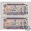 Image 1 : BC-49. Pair of 1971 Bank of Canada $10, 2 digit RADARs, S/N: DH6668666 and FDR8488848 in AU and VF-E