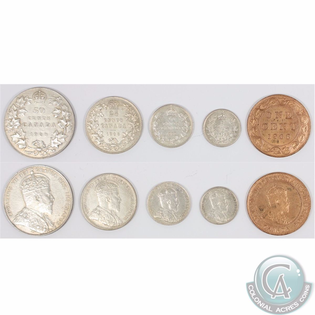1908 Coin Set 1908 5-Coin Canada Specimen Set in Original Mint Case. The set ...