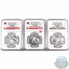 Image 1 : RCM Lot: 3x 2015 Exploring Canada $15 Fine Silver Coins ALL NGC Certified PF-70 Matte. This lot incl