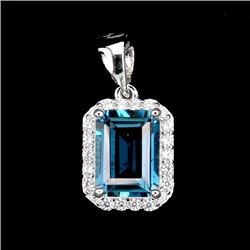 Natural  London Blue Topaz Pendant