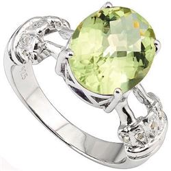 Natural Green Tea Amethyst Diamond Ring