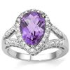 Image 1 : Natural Amethyst & Diamond Ring