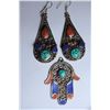 Image 1 : Tibet Natural Turquoise, Coral, Lapis Lazuli Earings