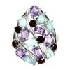 Image 2 : Natural Chalcedony Amethyst Mozambique Garnet Ring