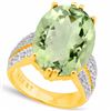 Image 1 : Natural Green Tea Amethyst & Diamond Ring