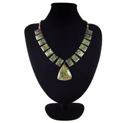 Natural Multi-Color Rhyolite Diamond Polished Necklace