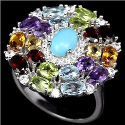 Natural Turquiose & Multi Gem Ring