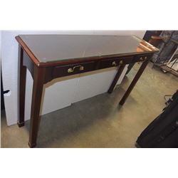 CHERRY FINISH GLASS TOP SOFA TABLE