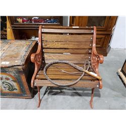 CAST IRON AND MAHOGANY GARDEN BENCH