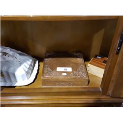 CARVED PRESENTATION BOX, CHEESE DISH, WOOD BOX