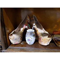 PR HIGH HEEL SHOES AND PORCELAIN HAT PIN HOLDER