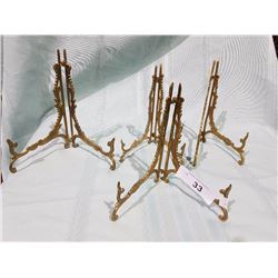 4 BRASS PLATE STANDS
