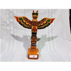 CARVED PAINTED TOTEM POLE 16"H