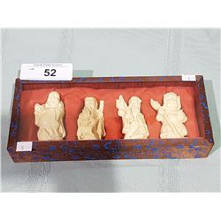 SET OF 4 CARVED ASIAN GUARDIANS