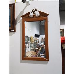 WOOD FRAMED MIRROR W/BRASS EAGLE 36" X 21"