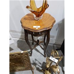WALNUT OCCASIONAL TABLE W/CARVED SKIRT 26" H