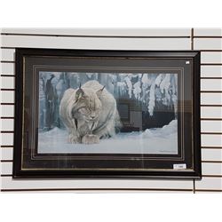 ROBERT BATEMAN PRINT DOZING LYNX 39" X 27"