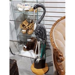 CARVED WOOD HERON 40"H