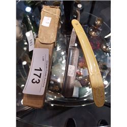 STRAIGHT RAZOR W/CARVED HANDLE