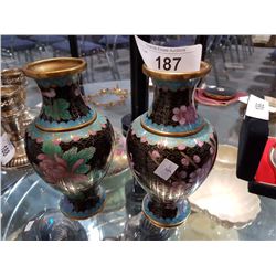 PAIR CLOISONNE VASES