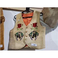 NATIVE BEADED LEATHER VEST