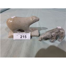2 CARVED SOAPSTONE FIGURES SIGNED