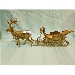 BRASS REINDEER & SLEIGH BOTTLE HOLDER