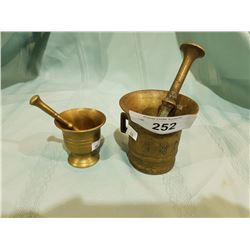 2 SMALL BRASS MORTAR & PESTLES