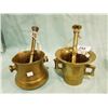 Image 1 : 2 LARGE BRASS MORTAR & PESTLES