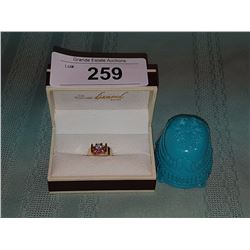 CUSTOM 14kt DIAMOND & RUBY RING & TIFFANY RING BOX(UNVERIFIED) APPRAISED VALUE $2200