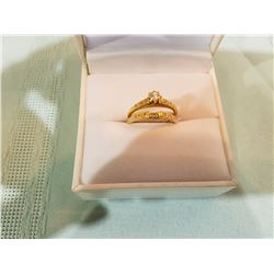 14kt DIAMOND ENGAGEMENT & WEDDING BAND SET APPRAISED VALUE $825