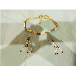 NATIVE PORCUPINE QUILL CHOKER & EARRINGS