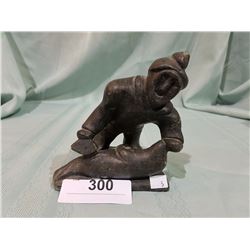 CARVED SOAPSTONE FIGURE SIGNED