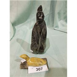 2 SOAPSTONE CARVED FIGURES SIGNED