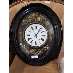 MID 1800'S FRENCH WALL CLOCK W/MOTHER OF PEARL ACCENTS