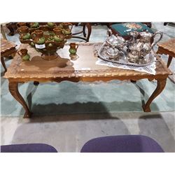 HIGHLY CARVED CLAW FOOT COFFEE TABLE 48" X 22"