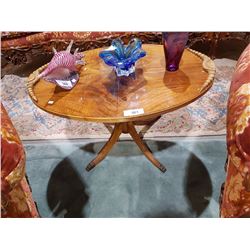 BURLED WALNUT OVAL OCCASIONAL TABLE