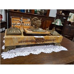 FABULOUS MARBLE & ORMULU INKWELL SET