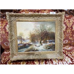 ORNATELY FRAMED ORIGINAL OIL ON CANVAS SIGNED REO VROLIJK 27" X 24"