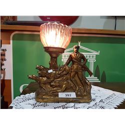 ART DECO BRASS THE HUNTER TABLE LAMP