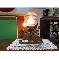 ART DECO CHARIOT BRASS TABLE LAMP