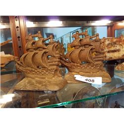 PAIR BRASS SHIP BOOKENDS