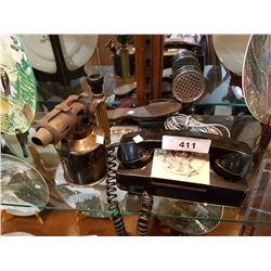 BAKELITE PHONE, BLOWTORCH AND SEWING MACHINE PEDAL