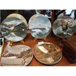 SET OF 7 ROYAL DOULTON CANADIAN SCENES COLLECTOR PLATES W/STANDS