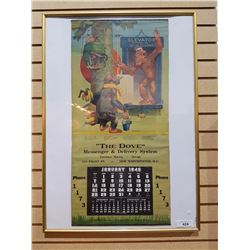 FRAMED 1945 THE DOVE CALENDAR 25" X 34"