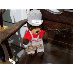 VINTAGE CN RAIL TEDDY BEAR AND BRASS PLAQUE