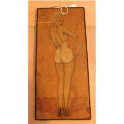 Pin-Up Model Wood Engraving