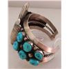 Image 2 : Mens Sterling Silver & Turquoise Cuff