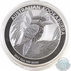 Perth Mint: 2014 Australia Kookaburra 10 oz .9999 Fine Silver Coin (TAX Exempt) impaired capsule